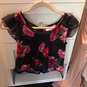 Sheer black floral blouse shirt
